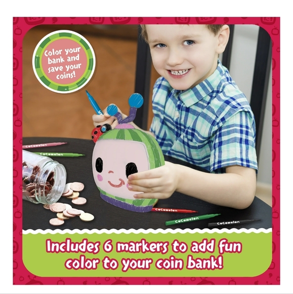 Cocomelon Color & Save Coin Bank- DIY Savings Bank- 1 Cocomelon Theme Coin Bank - Picture 4 of 6